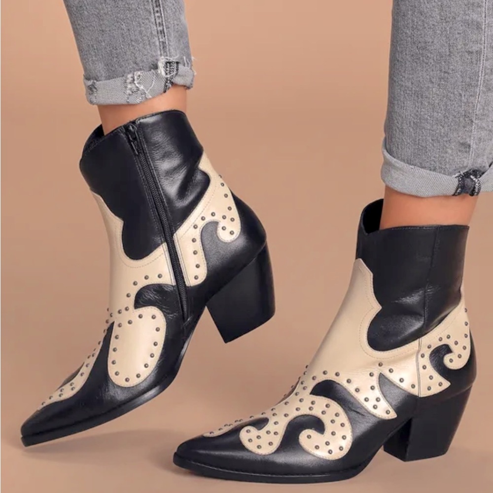 Matisse Black and Cream Ankle Boots